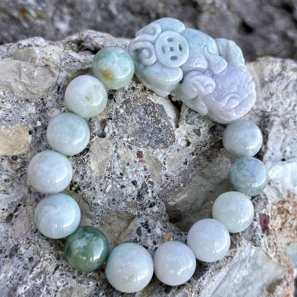 NWT SJ Pearl Natural Carved Pixiu Natural Jade Bracelet - Picture 3 of 6